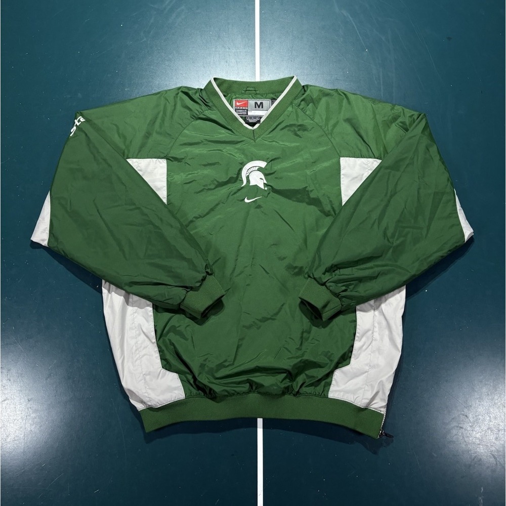 Vintage Nike Michigan State Center Swoosh Windbreaker Pullover Men Medium Y2K